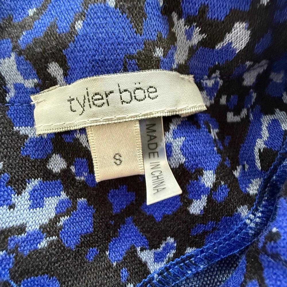 Tyler Boe‎ Tinsley Abstract Floral Print Dress Tiered Mini Blue Black Size S - Picture 9 of 9
